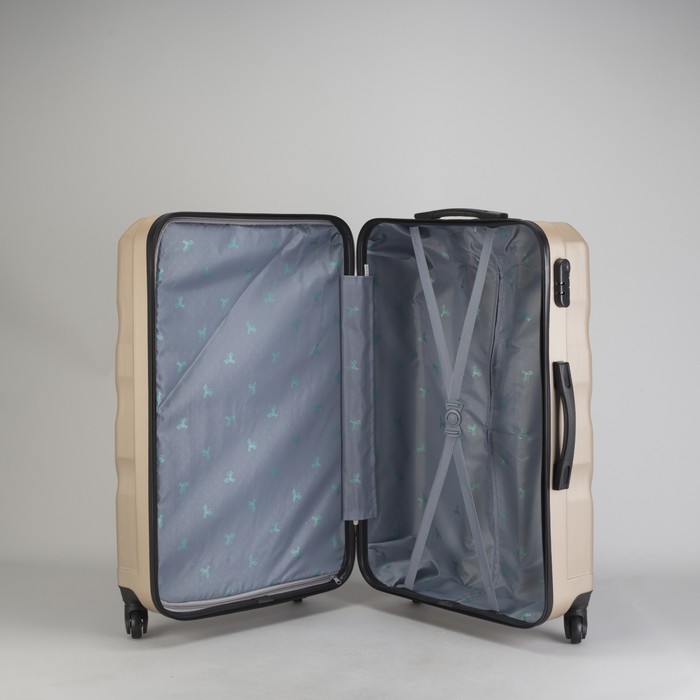 Чемодан большой "Ракушка" 28", отдел на молнии, кодовый замок, 4 колеса, цвет бежевый