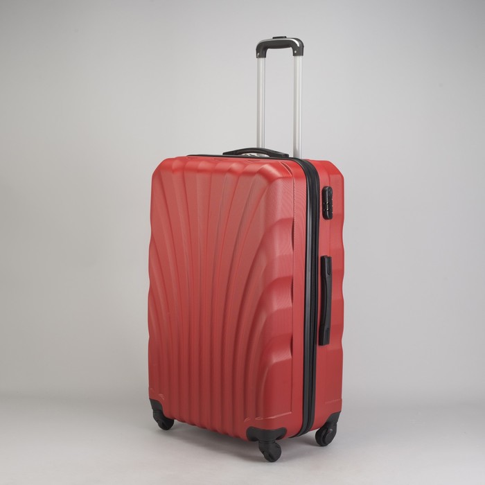 Чемодан большой "Ракушка" 28", отдел на молнии, кодовый замок, 4 колеса, цвет красный