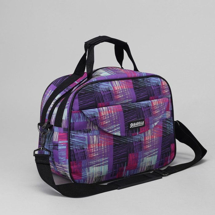 Сумка дорожная, 1 отдел на молнии, наружный карман, принт сиреневый/абстракция