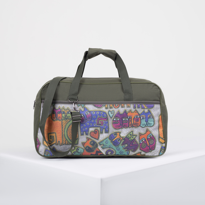 Сумка дорожная "Коты", отдел на молнии, наружный карман, цвет чёрный