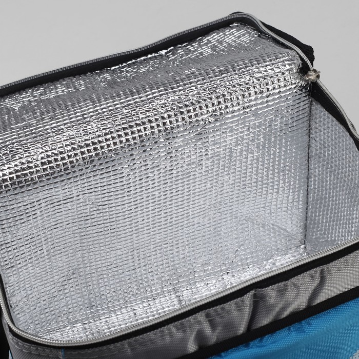 Сумка-термо дорожная, отдел на молнии, 3 наружных кармана, регулируемый ремень, цвет голубой