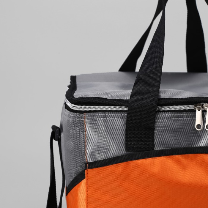 Сумка-термо дорожная, отдел на молнии, 3 наружных кармана, регулируемый ремень, цвет оранжевый