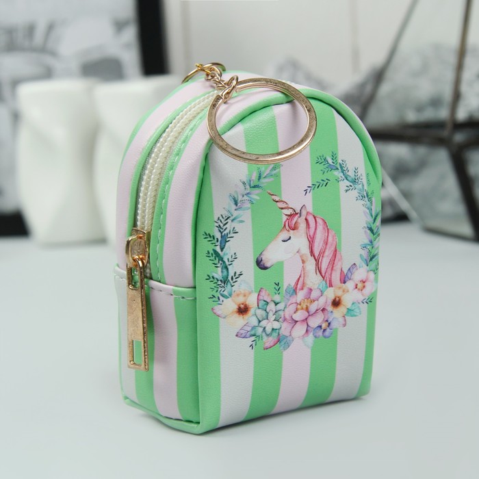 Кошелёк женский, отдел на молнии, кольцо, цвет зелёный