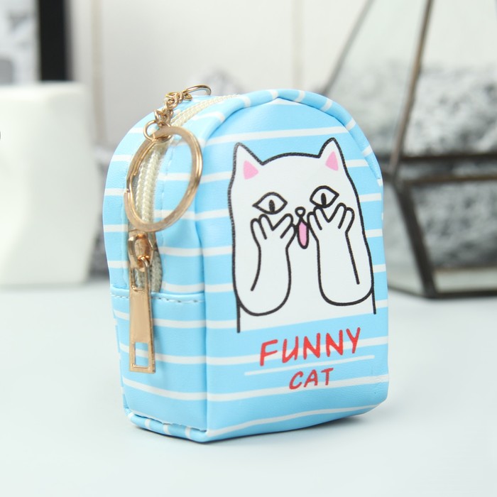 Кошелёк женский, отдел на молнии, кольцо, цвет голубой