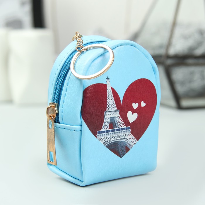 Кошелёк женский, отдел на молнии, кольцо, цвет голубой