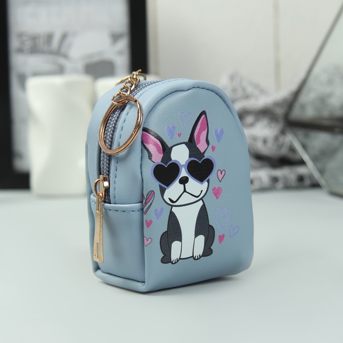 Кошелёк женский, отдел на молнии, кольцо, цвет голубой