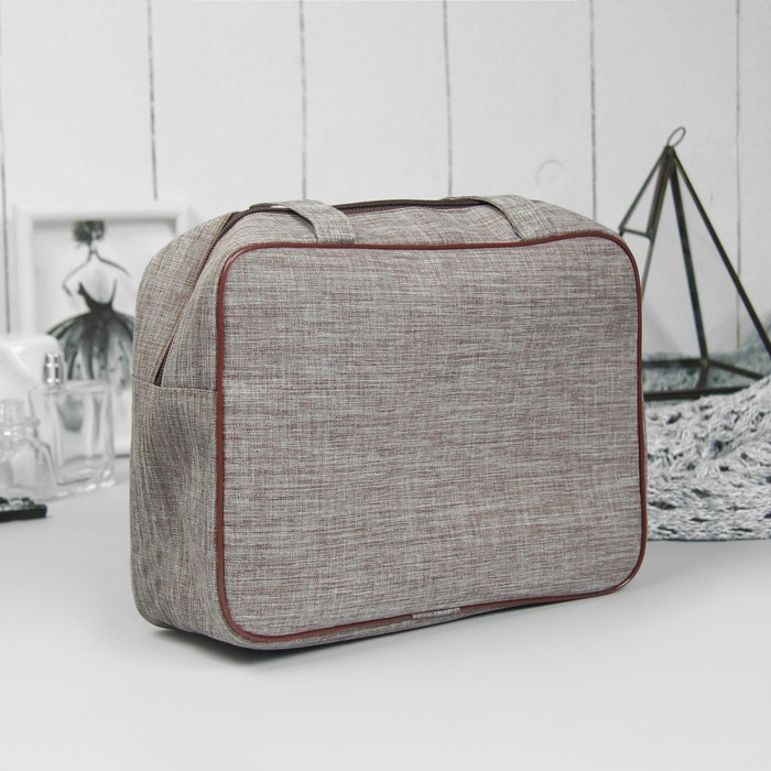 Косметичка-сумочка "Минимализм", отдел на молнии, ручки, цвет коричневый