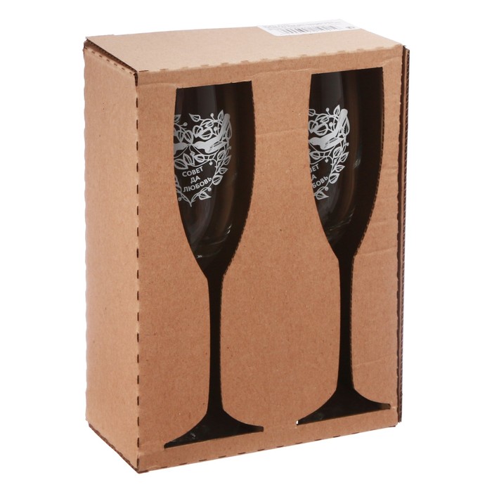 Набор бокалов для шампанского "Совет да любовь!" голуби, 2 штуки