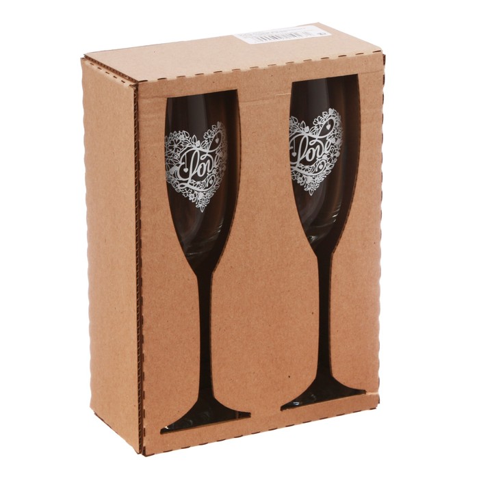 Набор бокалов для шампанского "Love" сердце, 2 штуки