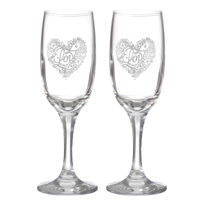 Набор бокалов для шампанского "Love" сердце, 2 штуки