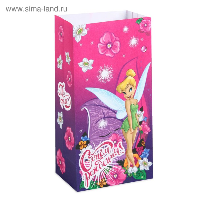 Пакет подарочный без ручек С Днём Рождения!, Феи,10 х19.5 х7 см
