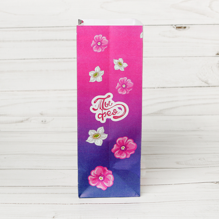 Пакет подарочный без ручек "С Днём Рождения!", Феи,10 х19.5 х7 см