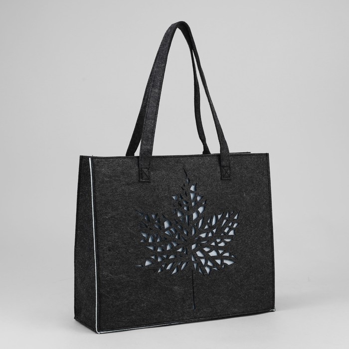 Сумка-шоппер &quot;Клён&quot;, фетр, цвет чёрный