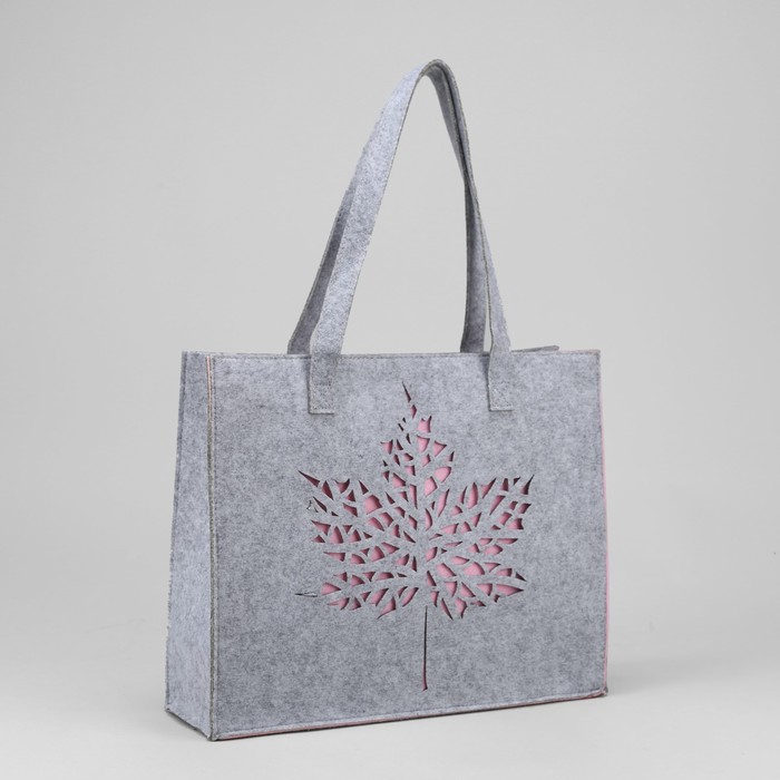 Сумка-шоппер &quot;Клён&quot;, фетр, цвет серый