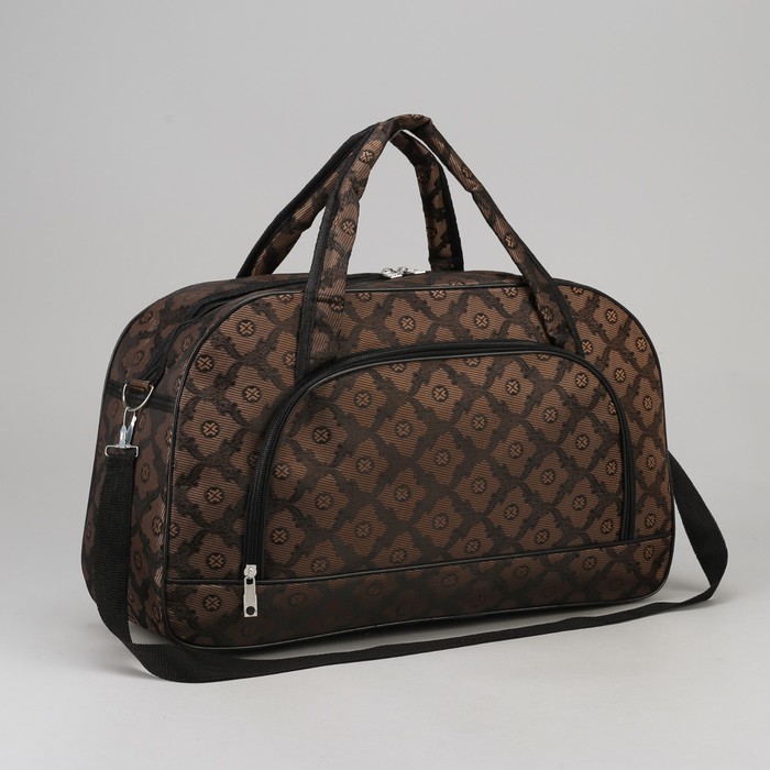 Сумка дорожная "Орнамент", отдел на молнии, наружный карман, длинный ремень, цвет коричневый