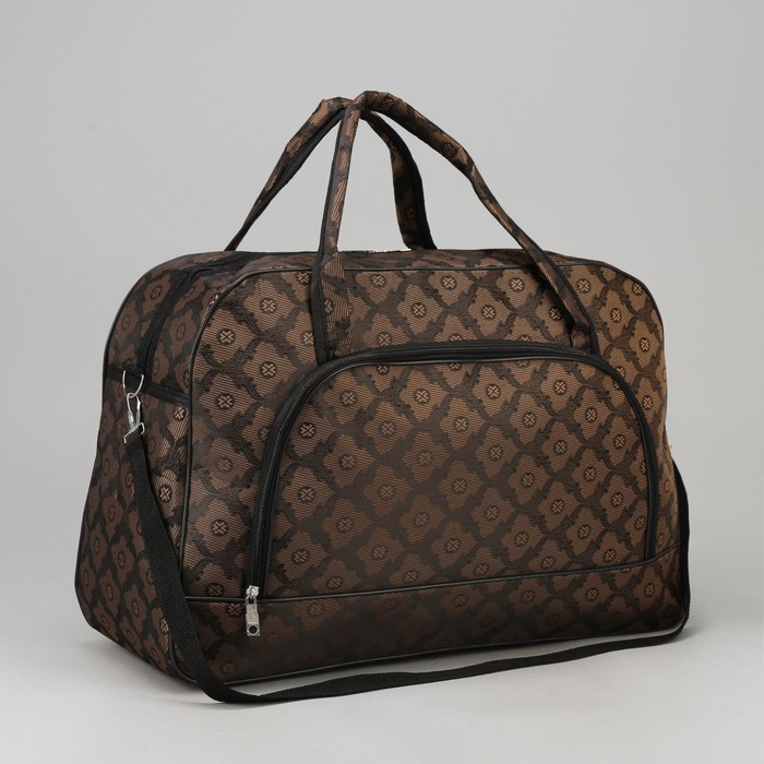 Сумка дорожная "Орнамент", отдел на молнии, наружный карман, длинный ремень, цвет коричневый