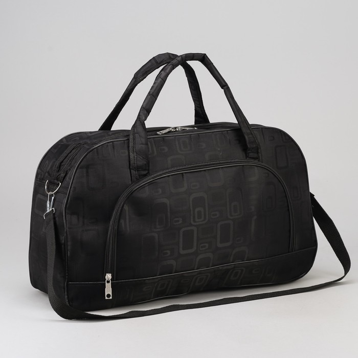 Сумка дорожная, отдел на молнии, наружный карман, длинный ремень, цвет чёрный