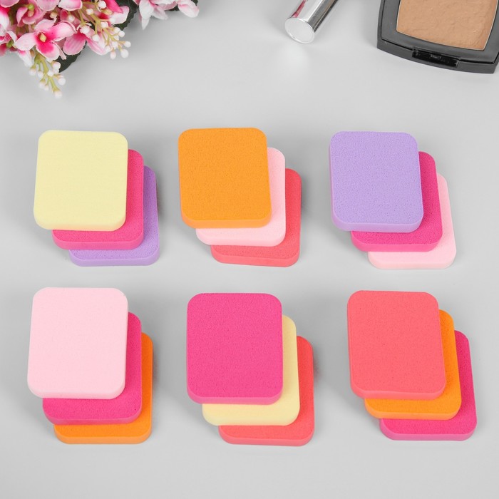 Набор спонжей для нанесения косметики "Прямоугольники", 3шт, цвет МИКС