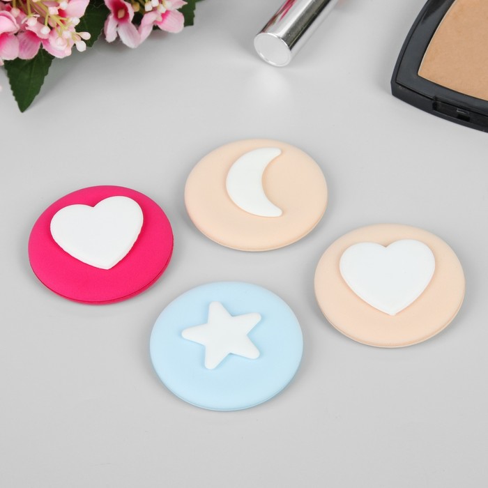 Спонж для нанесения косметики "Круг", фигуры на спонже-ассорти, цвет МИКС