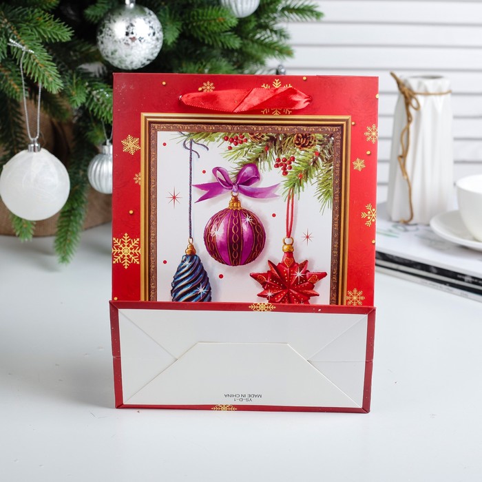 Пакет подарочный "Новогодний", люкс, 26 х 10 х 32 см