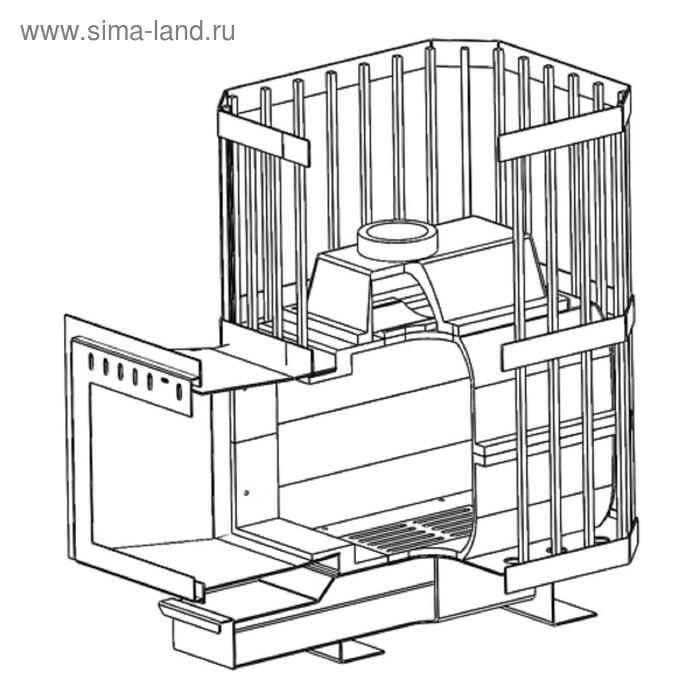 фото Печь банная чугунная «сибирь 24», панорамное стекло, сетка нмк