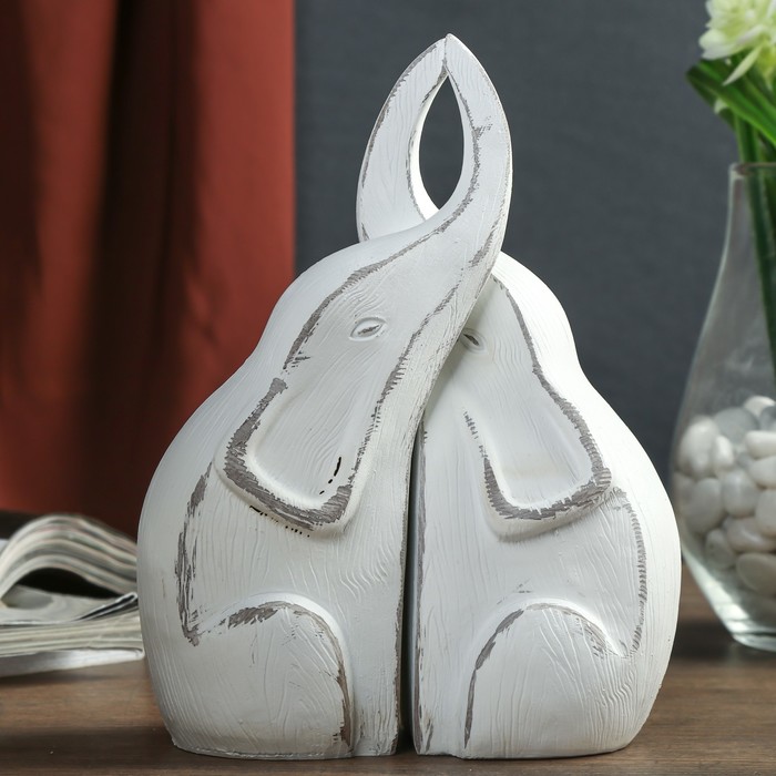 Сувенир полистоун "Два слоника - Нежность" набор 2 шт 17,5х13х6,5 см