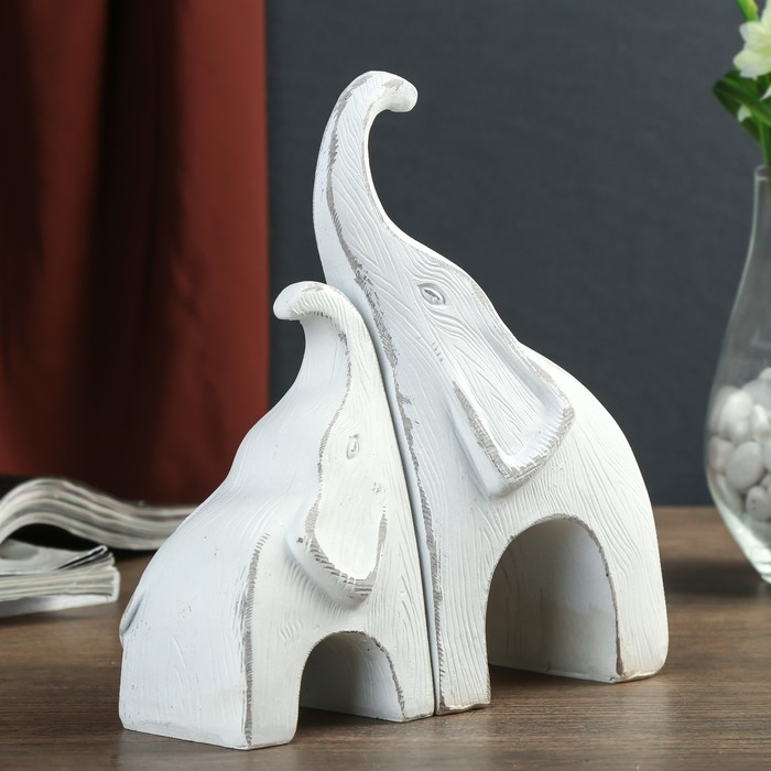 Сувенир полистоун "Два слоника - Мамина забота" набор 2 шт 17,5х17х6,5 см