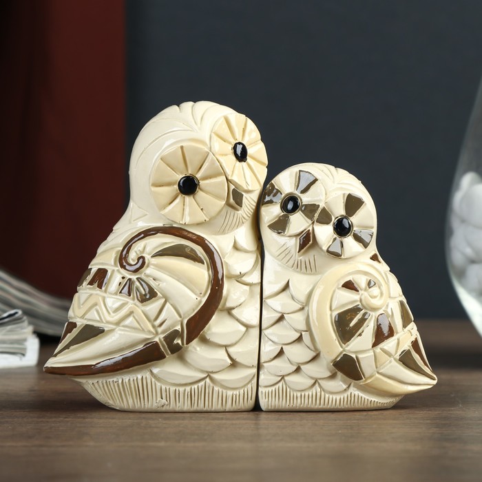 Сувенир полистоун "Совушка с совёнком. Мозаика" набор 2 шт 9,5х12х4 см