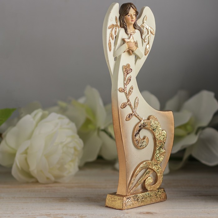 Сувенир полистоун "Ангел-девушка со звёздой. Узор" 24,5х9,5х3,5