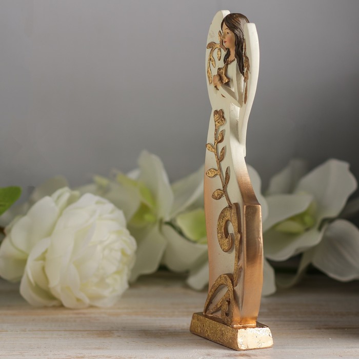 Сувенир полистоун "Ангел-девушка со звёздой. Узор" 24,5х9,5х3,5