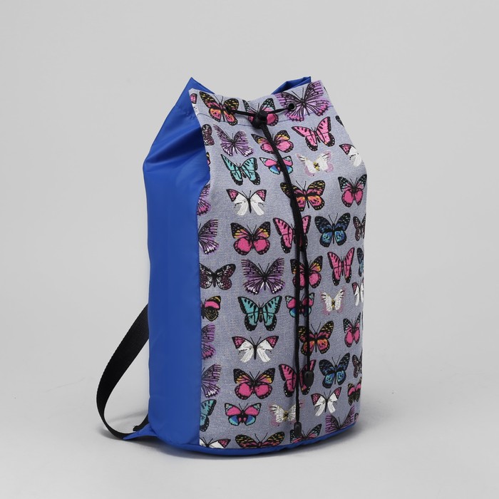Рюкзак молодёжный "Бабочки", отдел на стяжке, цвет серый