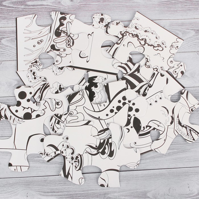 Раскраска-пазл 24 детали "Динозавры" 12 фломастеров, размер собранного 64 на 90 см