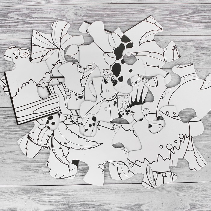 Раскраска-пазл 24 детали "Травоядные динозавры"12 фломастеров, размер собранного 64 на 90 см 35275