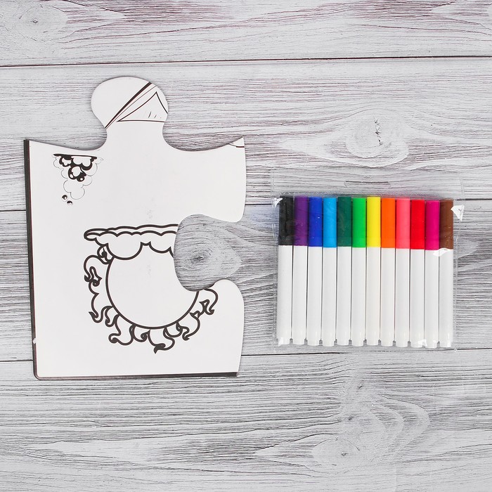 Раскраска-пазл 24 детали "Подводные жители" 12 фломастеров, размер собранного 64 на 90 см