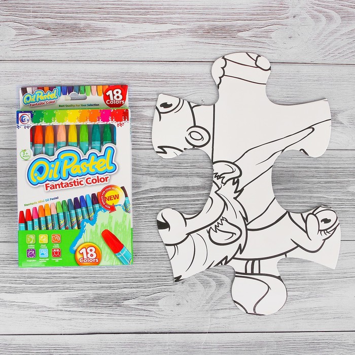 Раскраска-пазл 12 деталей "Звери Африки" пастель 18 шт, размер собранного 87 на 53,3 см