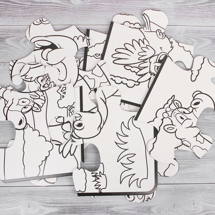 Раскраска-пазл 12 деталей "Звери Африки" пастель 18 шт, размер собранного 87 на 53,3 см