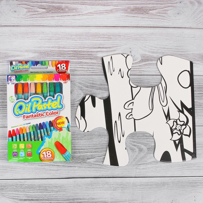 Раскраска-пазл 12 деталей "Динозавры" пастель 18 шт, размер собранного 87 на 53,3 см