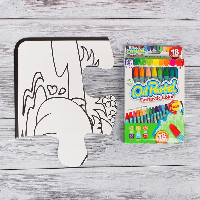 Раскраска-пазл 12 деталей "Звери" пастель 18 шт, размер собранного 87 на 53,3 см