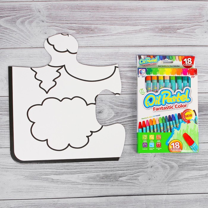 Раскраска-пазл 12 деталей "Ферма" пастель 18 шт, размер собранного 87 на 53,3 см