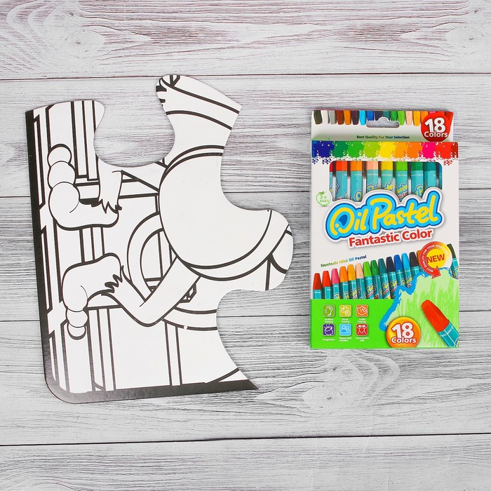 Раскраска-пазл 12 деталей "Обезьянки" пастель 18 шт, размер собранного 87 на 53,3 см