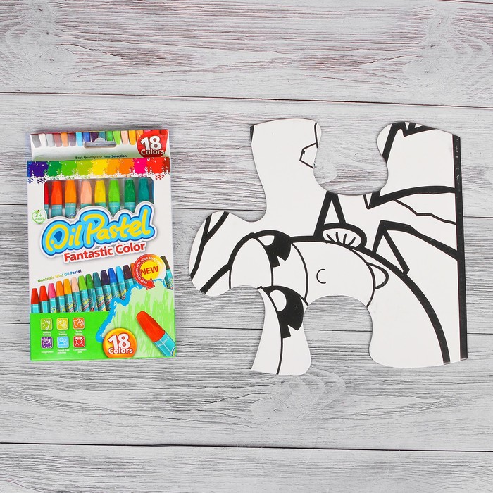 Раскраска-пазл 12 деталей "Подводные жители" пастель 18 шт, размер собранного 87 на 53,3 см 352755