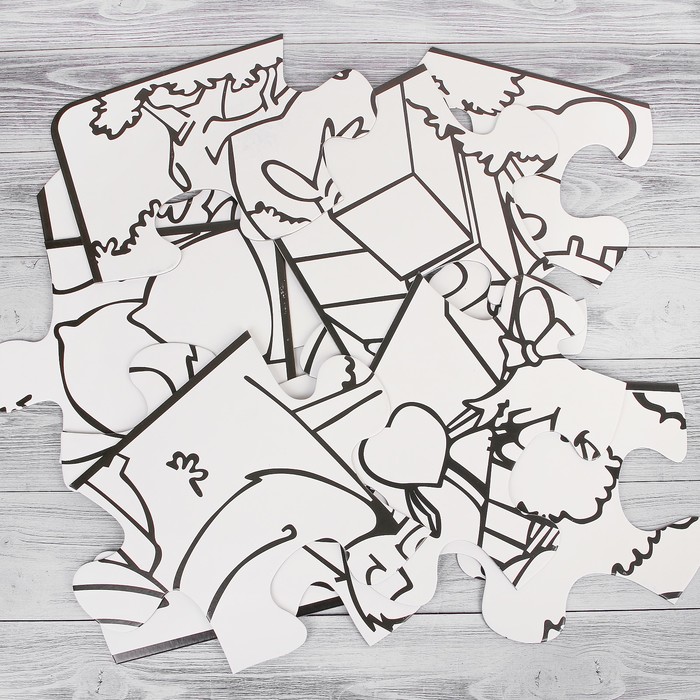 Раскраска-пазл 12 деталей "Белочки" пастель 18 шт, размер собранного 87 на 53,3 см