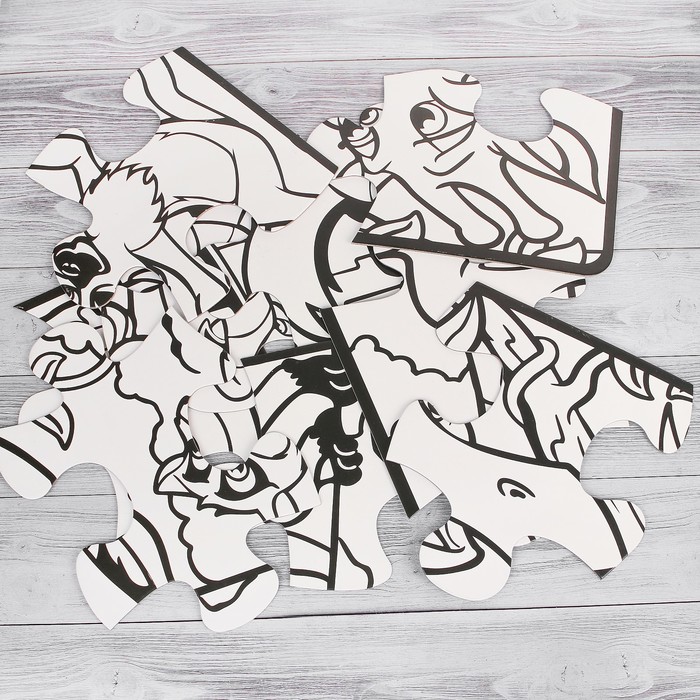 Раскраска-пазл 12 деталей "Веселые зверушки" пастель 18 шт, размер собранного 87 на 53,3 см 352755