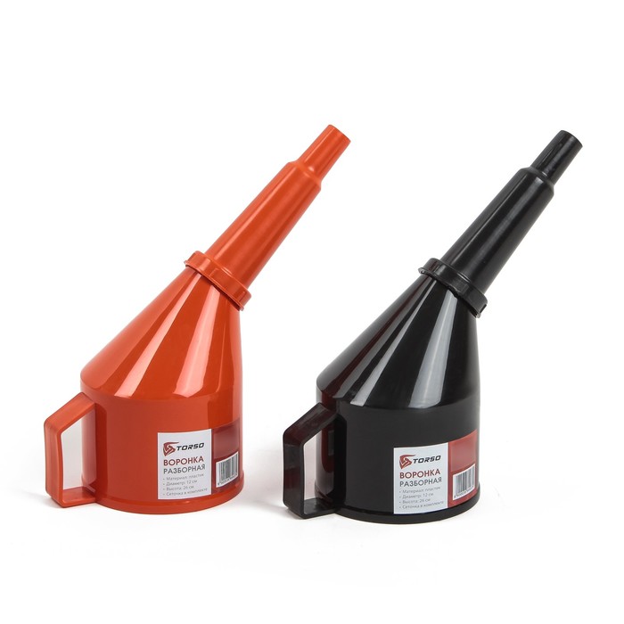 Воронка TORSO для ГСМ с сеткой, разборная, диаметр 120 мм, высота 260 мм, МИКС