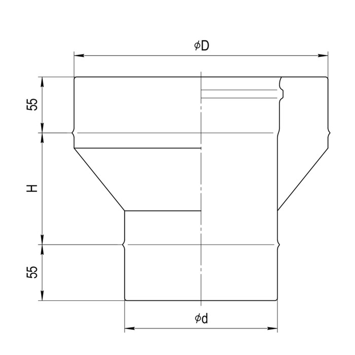 Переход Феррум на сэндвич нержавеющий, 430/0,8 мм, d 150/210 мм, по воде