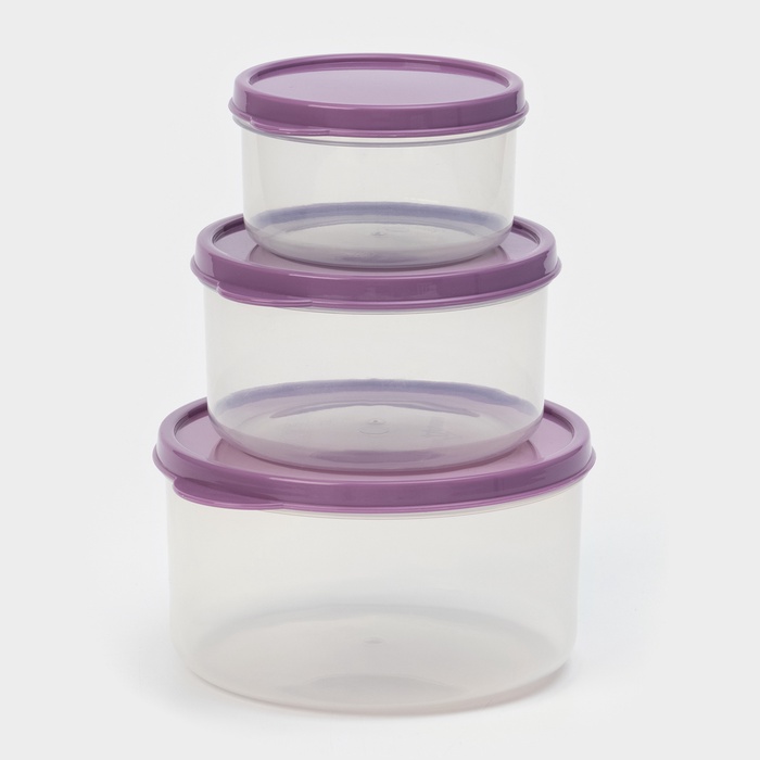 Набор контейнеров пищевых, 3 шт: 0,15 л, 0,3 л, 0,5 л, цвет фиолетовый