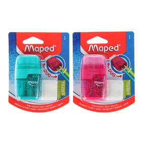 

Точилка 2 отверстия с контейнером Maped Connect, с ластиком, блистер, микс