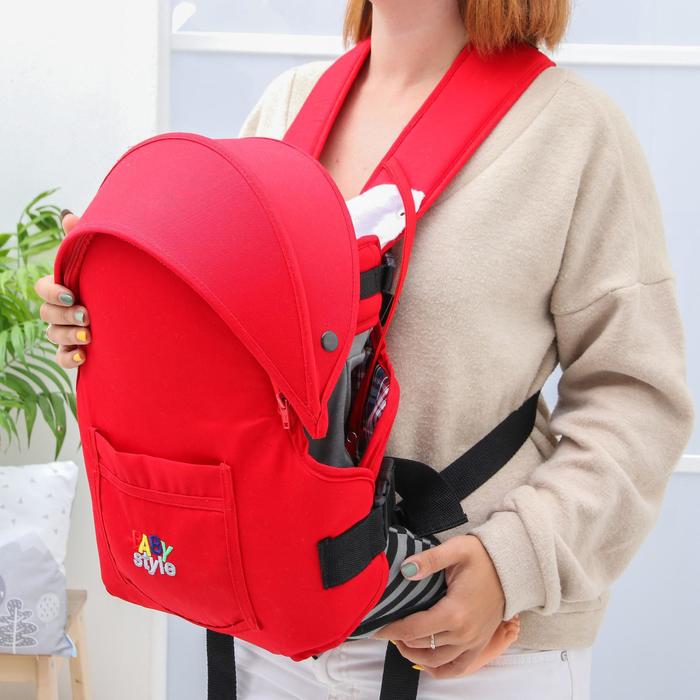 Рюкзак-кенгуру "Мася", 3 положения, 1-8 мес.,  до 9,5 кг.,  цвет красный