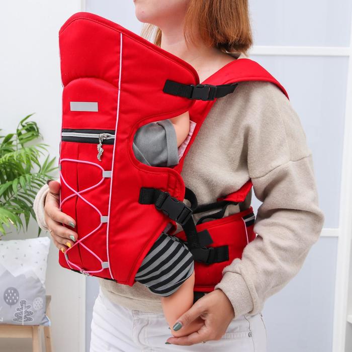 Рюкзак-кенгуру "Вомбат", 3 положения, 2-12 мес., до 15 кг. цвет красный