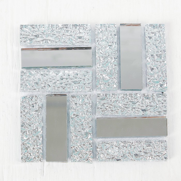 Мозаика стеклянная на клеевой основе №19, цвет серебрянный